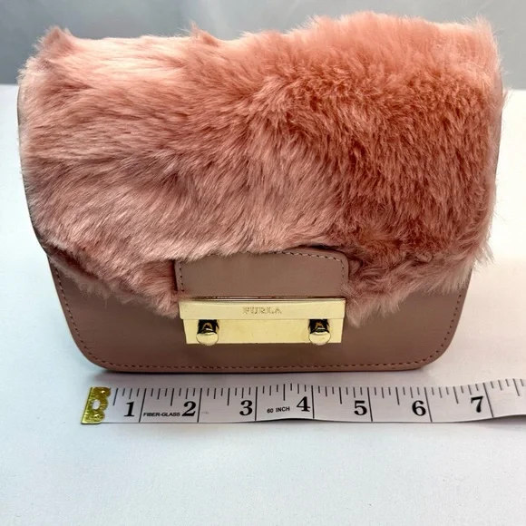 Furla Blush Faux Fur Crossbody Bag NWT Comes with Dust Bag